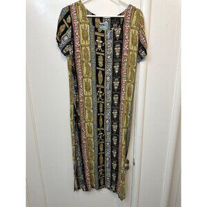 Vintage Reyn Spooner Rayon Dress Tiki Hawaiian Midi Sz M